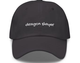 Embroidered Dragon Slayer Baseball Cap – Fantasy Gamer Dad Hat