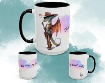 Rodeo Dragon 15oz Coffee Mug, Fantasy Gift