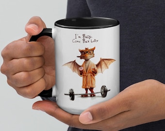 I'm Busy Dragon Coffee Mug, Fantasy Book Lover Gift, 15oz