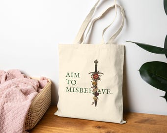 Aim to Misbehave Canvas Tote Bag – Book Lover Gift, Eco-Friendly Shopper