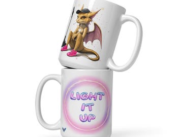 Dragon Coffee Mug, Whimsical Fantasy Art, Book Lover Gift