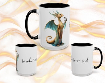 Whimsical Dragon Coffee Mug, Fantasy Book Lover Gift, 15oz
