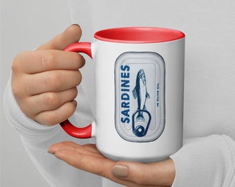 Retro Sardines Coffee Mug – Whimsical Fantasy Gift, 15oz