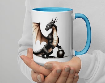 Dragon Gym Bro Coffee Mug, Fantasy Book Lover Gift, 15oz