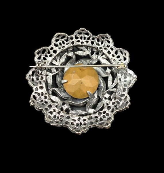 Florenza Domed Brooch With Pearl and Turquoise Be… - image 3