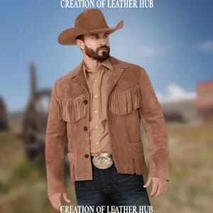 Men&#39;s Suede Fringe Western Jacket: Handmade Cowboy Rodeo Coat