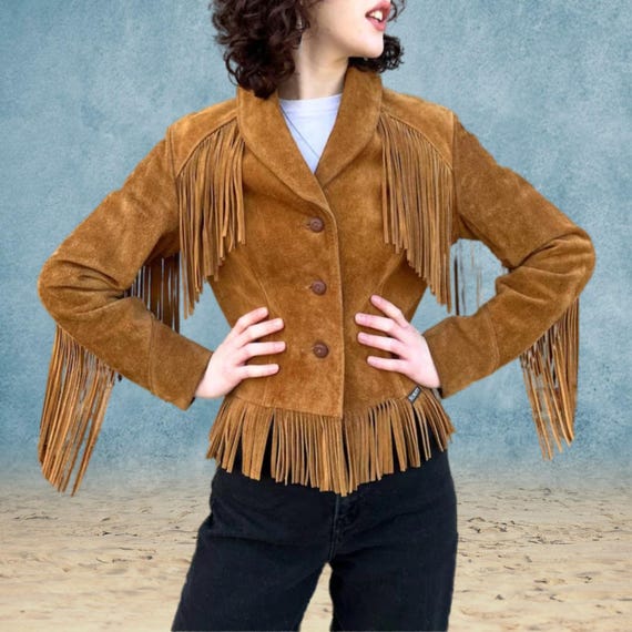 70s Vintage Suede Fringe Jacket: Women's Western Cowgirl Boho Coat