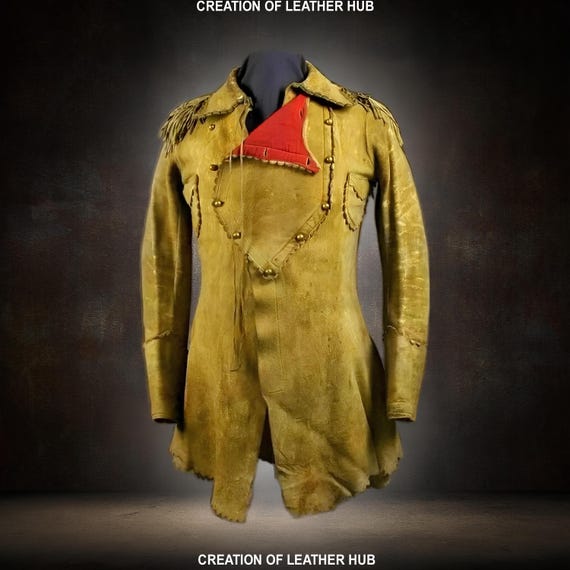 Vintage Suede Leather Buckskin Coat: Native American War Shirt, BOHO Western Jacket