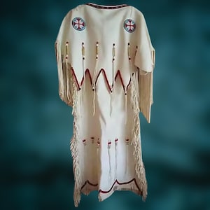 Handmade White Leather Fringe Dress with Beaded Accents, Native-Inspired Wedding Outfit, Antique Western Powwow Style Skin Dress