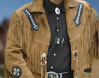 Men Vintage Style Fringes Leather Jacket Suede Leather Jacket Men