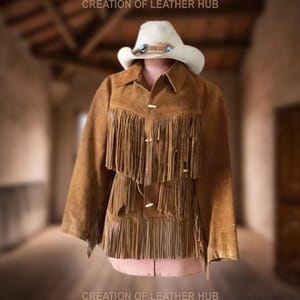 1970s Vintage Brown Suede Leather Fringe Coat EXCELLED