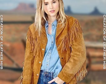 Handmade Suede Fringe Jacket: Vintage Western Cowgirl Style