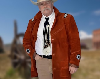 Handmade Suede Western Jacket: Men's Beaded Cowboy Coat