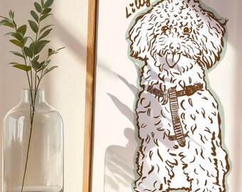 Custom Pet Portrait: Hand-Drawn Line Art, Personalized Dog Poster (Digital File)