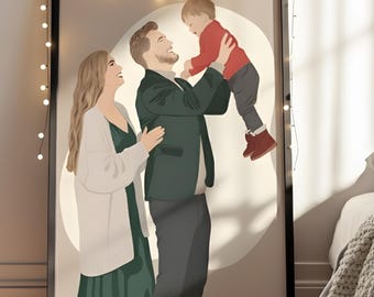 Custom Family Portrait, Faceless Illustration from Photo (Digital Download) Christmas gift