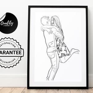One Line Drawing Family Custom Portrait Couple Gift Personalized Wedding Anniversary Gift Custom Line From Photo Minimalist Portrait Print