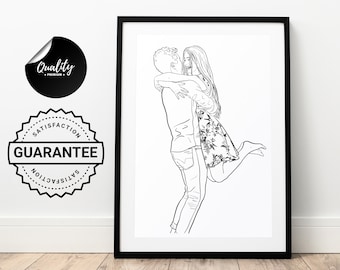 Custom One Line Drawing Portrait, Personalized Family Anniversary Gift (Digital File)