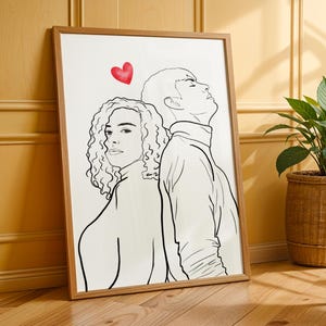 Custom Line Drawing Custom Family Drawing from Photo, Birthday Gift, Personalized Family Portrait illustration, Soulmate Gift, Couple Gift