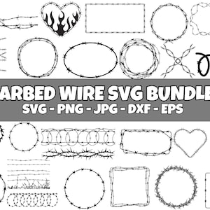 Barbed Wire svg Bundle, Barbed Wire svg, Barbed Wire Silhouette, Barbed Wire Cut File For Cricut, Barbed Wire Frame svg, Digital Download