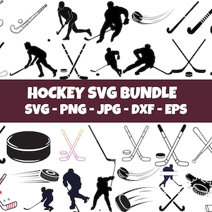 Hockey SVG Bundle, Hockey PNG Bundle, Hockey Clipart, Ice Hockey Cut Files for Cricut, Hockey Silhouette SVG, stick, mum, puck, skate
