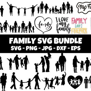 Family SVG Bundle, Family PNG Bundle, Family Clipart, Family SVG Cut Files for Cricut, Father & Children svg, Family Silhouette, Father svg