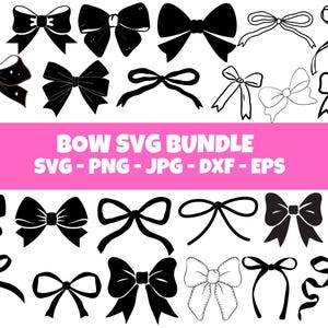 Ribbon Bow Svg Bundle, Ribbon Svg, Bow Svg, Hair Bow Svg, Bow Tie Svg, Bow Clipart, Bow Silhouette, Coquette Bow Svg, Png, Instant Download
