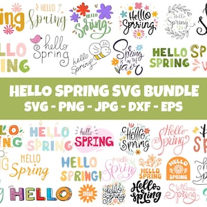 Hello Spring Bundle, Welcome Spring Svg, Flower Svg, Spring Is Here Svg, Spring Quotes Svg, Gardening Svg, Floral Wreath, Botanical, Easter
