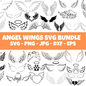 Angel Wings Svg Bundle, Angel Wings Clip Art, Wings Cut File For Silhouette, Angel Wings Bundle, Wings Svg Png Dxf,memorial svg ,rip svg
