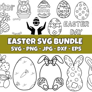 Easter Egg Bundle SVG Files | Easter 2025 Cut Files | Easter Egg Silhouette Vector Files | Happy Easter Vector | Cute Easter Egg Clip Art