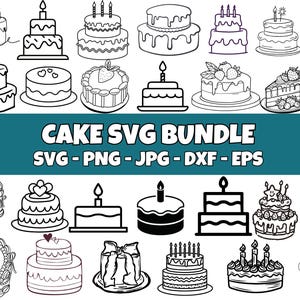Pakiet Cake SVG, Cupcake Svg, Birthday Cake Svg, Pakiet Cake PNG, Clipart Cake, Pliki Cut Cake SVG dla Cricut, Bakery Svg, Muffin Svg