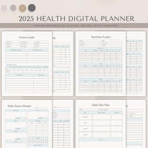 Health Digital Planner – Wellness Journal, Fitness & Meal Tracker, Self-Care and Medical Log – Digital Download
