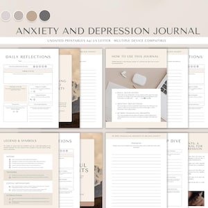 Anxiety and Depression Planner Digital Download – Mental Health Journal, Mood Tracker & Self-Care Workbook for Stress Relief