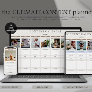 Content Calendar Spreadsheet, Social Media Planner, Editable Google Sheets and Excel Template, Monthly Scheduler, Digital Download