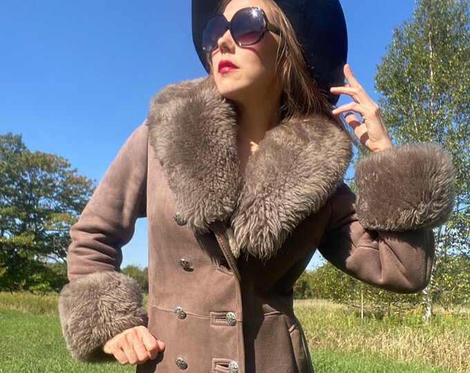 Californian Spring Lamb SHEARLING COAT Fur Cuffs Collar Etsy
