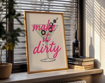 Martini Wall Art Print, Cocktail Bar Decor, Digital Download