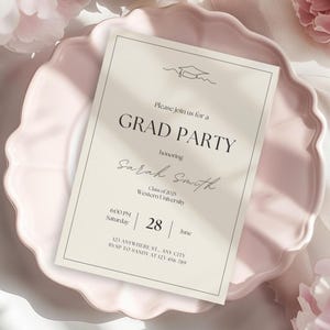 Minimalist Graduation Invitation Template: Editable Canva Design (Digital Download)