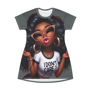 Stylowa sukienka z nadrukiem T-shirt, sukienka codzienna, odzież uliczna, słodka moda z kreskówek, strój letni, modna sukienka na co dzień