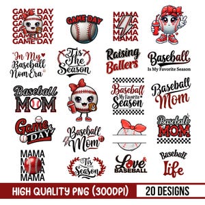 Glitter Baseball Bundle PNG, Retro Baseball PNG Bundle, Baseball Team PNG, Baseball Mama Shirt, Baseball Png, Baseball Sublimation Design