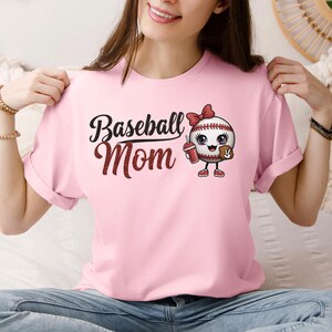 Camiseta feminina Baseball Mama para o dia do jogo, camiseta Baseball Mom, camiseta de beisebol para presente de dia das mães, camiseta esportiva Mom