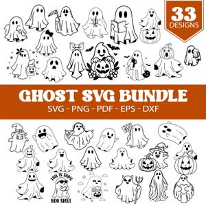 Ghost SVG Bundle: Retro Floral, Coffee, Pumpkin Designs (Digital Download)