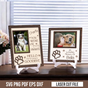 Memorial Pet Photo Frame, Dog Paw Print Picture Frame SVG, Pet Memorial SVG, Memorial Gifts SVG, Pet Memorial Sign, Memorial Standing Svg