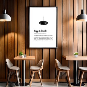 May include: A black and white poster with the French phrase "L'appel du vide" which translates to "The call of the void". The poster features a black and white illustration of a spiral.