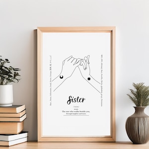 Sister Definition Print, Sister Birthday Gift Print, Sister Word Meaning Wall Art, Gift for Her, Printable Sisterhood Decor | CladoniArt