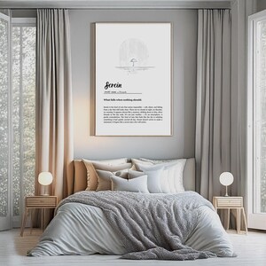 Impresión de pared "Serein Definition", arte tipográfico digital, póster francés sereno, decoración bohemia imprimible, obra de arte relajante y calmante / CladoniArt