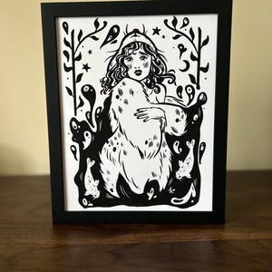 Selkie Original Art Print Black and White Scottish Folklore