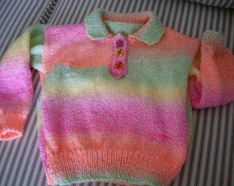 Hand Knit Girl's Polo Style Sweater