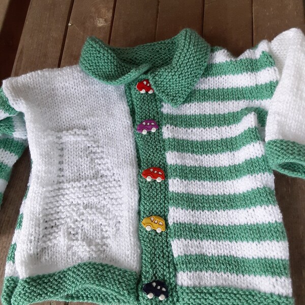 Hand Knit Baby Boy's Sweater and Hat Set