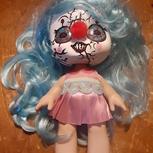 Creepy/weird/horror/ Blue Hair Clown Doll
