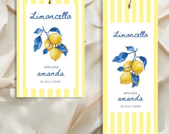 Limoncello Favor Tags – Printable Canva Labels for Weddings, Bridal Showers & Special Events, Thank You Tags