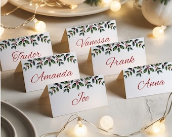 Christmas Menu & Place Cards Template | Canva Editable | Printable Holiday Table Decor